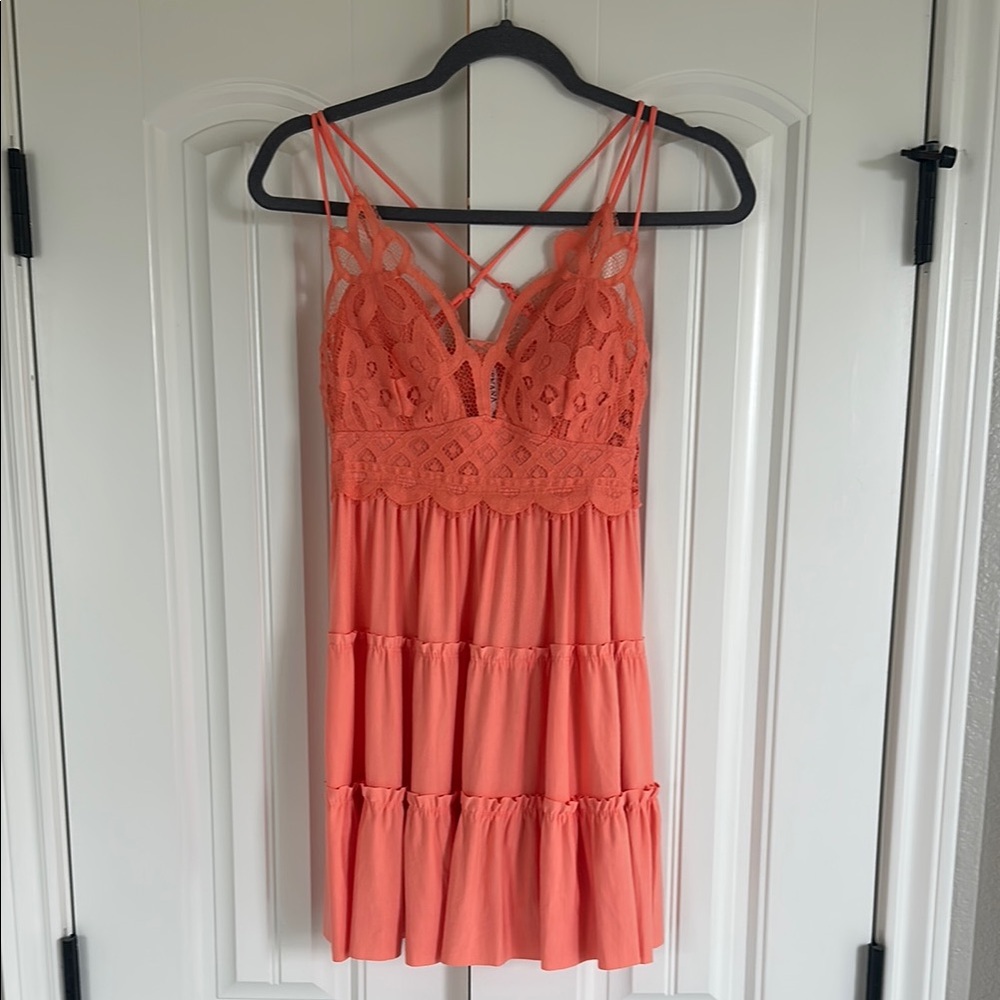 Zenana Outfitters Peach Lace Dress